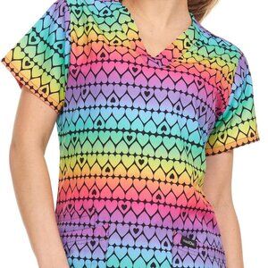 2X MediChic Medical Uniform Scrub Top Printed